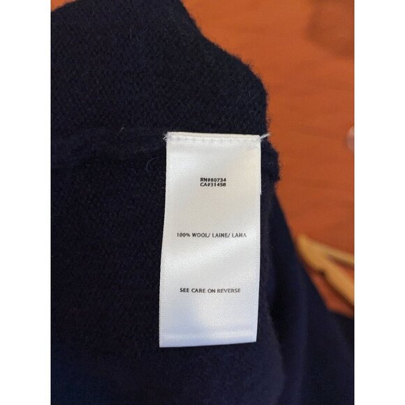 BCBG MaxAzria Navy laine Puff Sleeves Crew Neck Pullover Women's Sweater Dress S - Picture 10 of 10